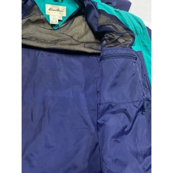 Eddie Bauer Womens Petite Small Gore-Tek Navy Teal Jacket Hooded Outdoor Y2K - Picture 4 of 10